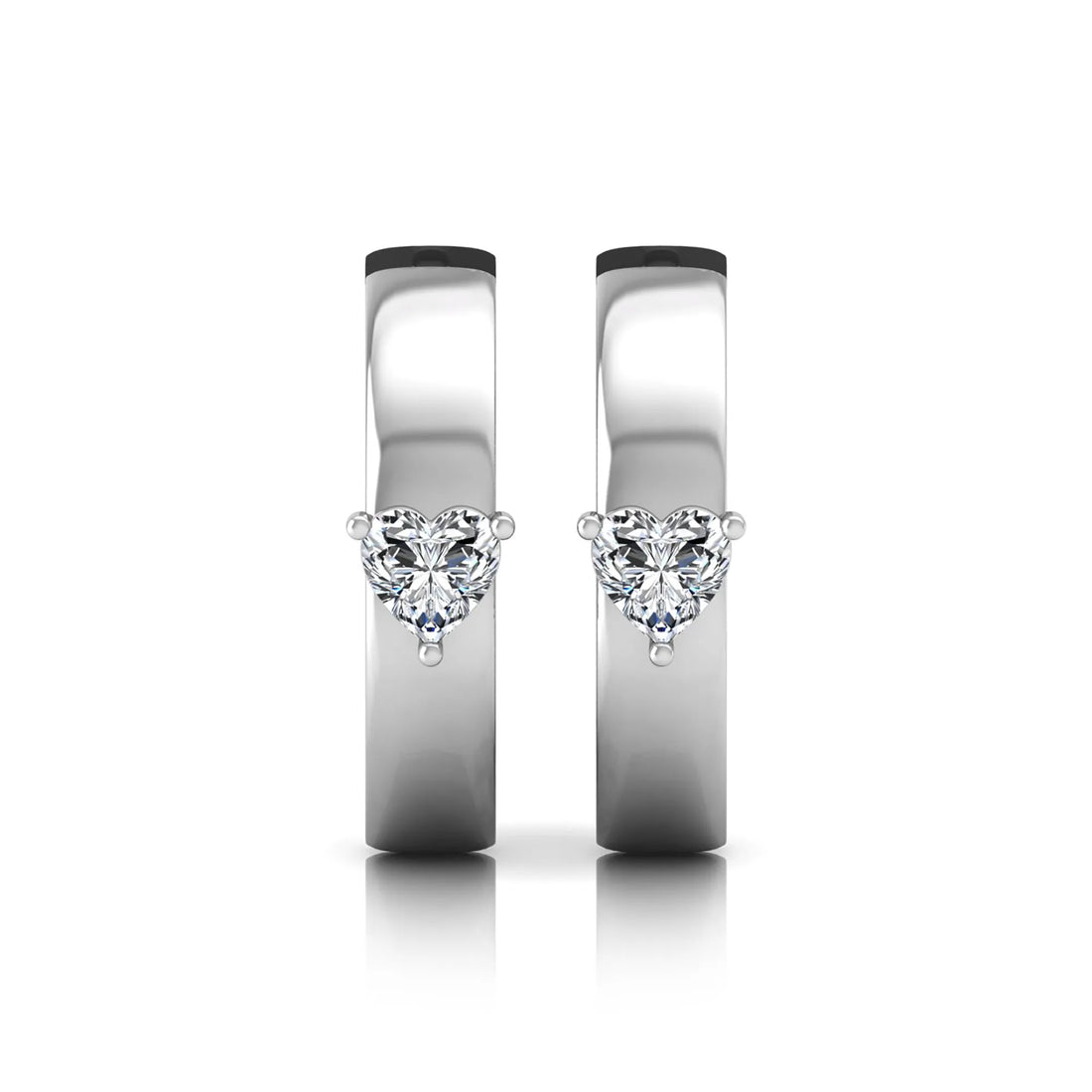 OctaPearl Heart Prong Set Lab Grown Diamond Huggie Hoop Earrings