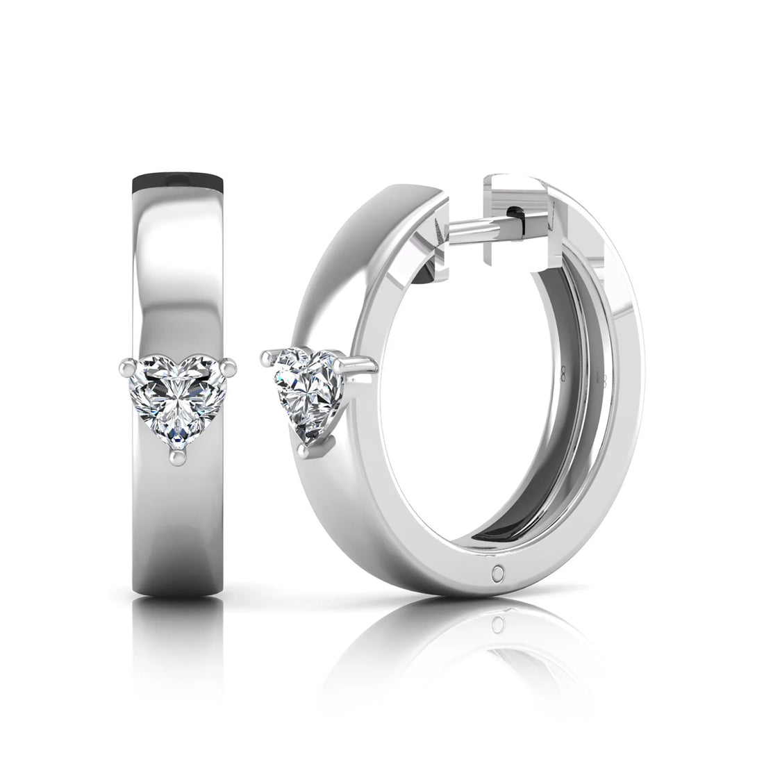OctaPearl Heart Prong Set Lab Grown Diamond Huggie Hoop Earrings