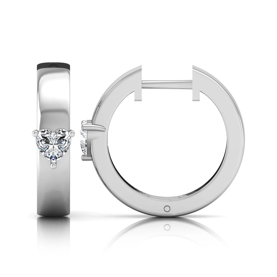 OctaPearl Heart Prong Set Lab Grown Diamond Huggie Hoop Earrings