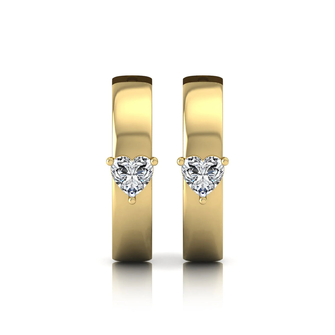 OctaPearl Heart Prong Set Lab Grown Diamond Huggie Hoop Earrings