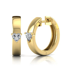 OctaPearl Heart Prong Set Lab Grown Diamond Huggie Hoop Earrings