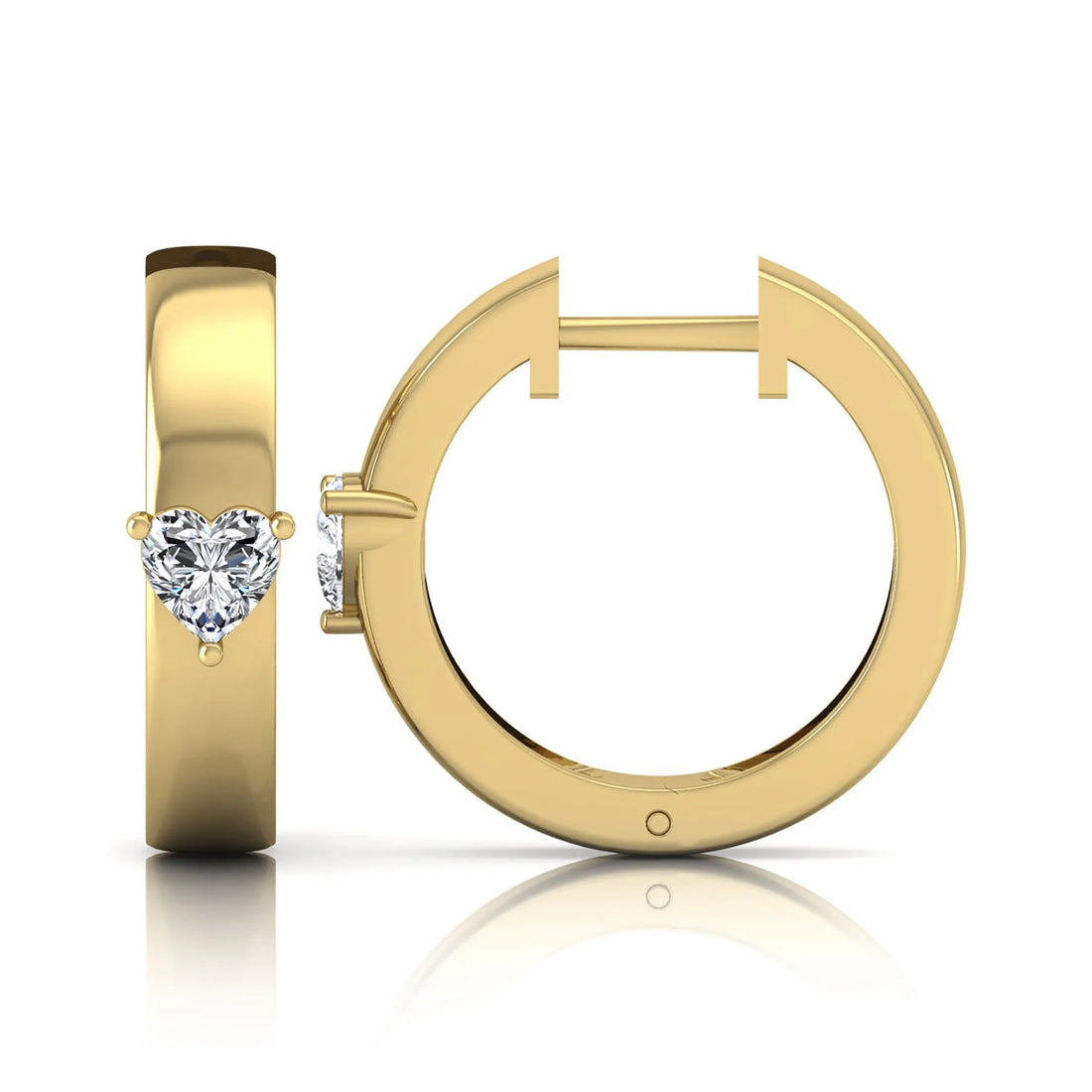 OctaPearl Heart Prong Set Lab Grown Diamond Huggie Hoop Earrings