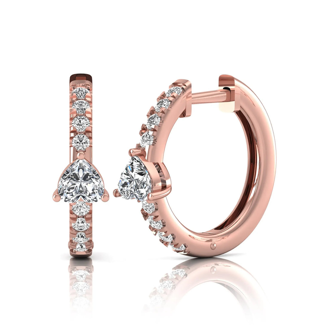 OctaPearl Heart & Round Pavé Lab Grown Diamond Huggie Hoop Earrings