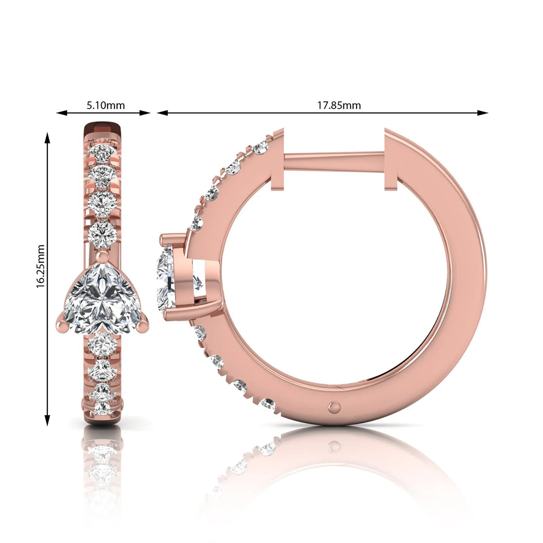 OctaPearl Heart & Round Pavé Lab Grown Diamond Huggie Hoop Earrings