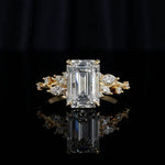 Emerald Cut Lab Grown Diamond Engagement Ring, IGI Certified 10k White Gold Ring
