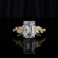 Emerald Cut Lab Grown Diamond Engagement Ring, IGI Certified 10k White Gold Ring
