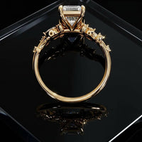 Emerald Cut Lab Grown Diamond Engagement Ring, IGI Certified 10k White Gold Ring