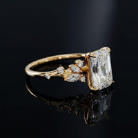 Emerald Cut Lab Grown Diamond Engagement Ring, IGI Certified 10k White Gold Ring