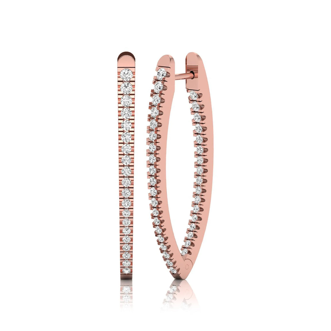 OctaPearl Inside-Out Round Lab Grown Diamond Hoop Earrings