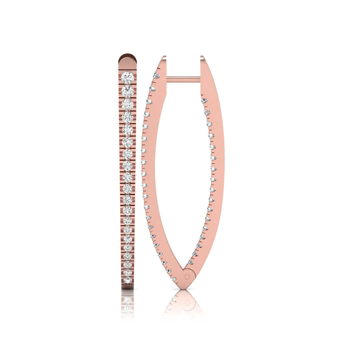 OctaPearl Inside-Out Round Lab Grown Diamond Hoop Earrings