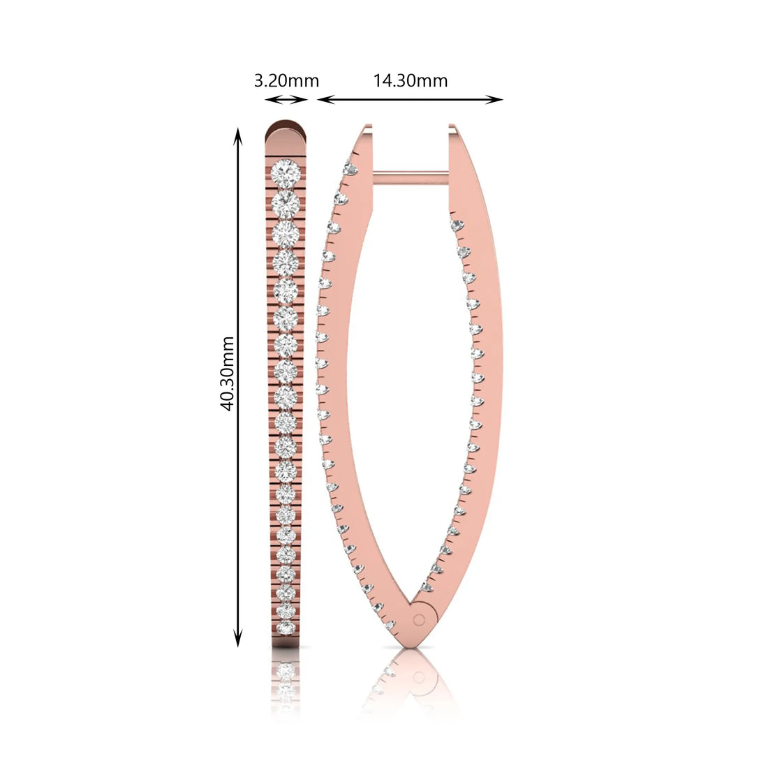 OctaPearl Inside-Out Round Lab Grown Diamond Hoop Earrings