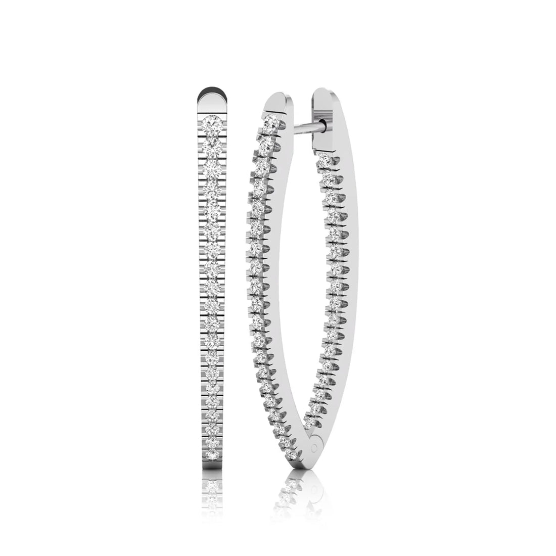 OctaPearl Inside-Out Round Lab Grown Diamond Hoop Earrings