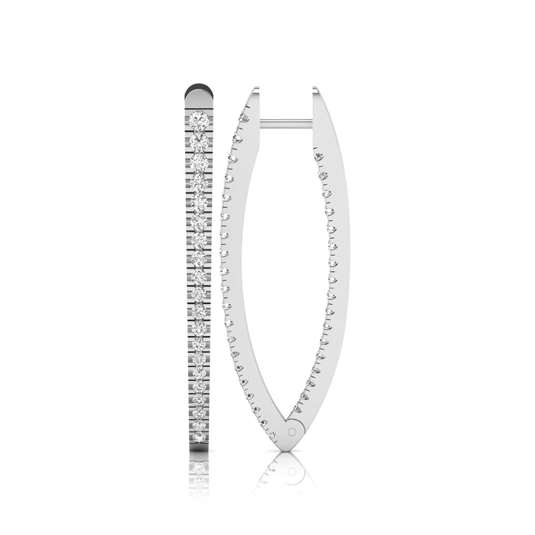 OctaPearl Inside-Out Round Lab Grown Diamond Hoop Earrings