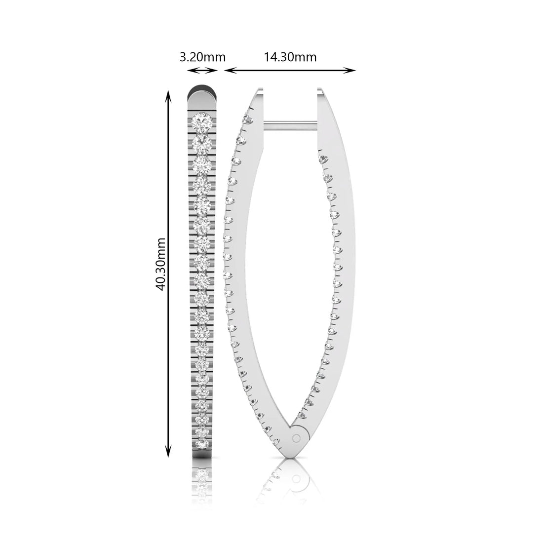 OctaPearl Inside-Out Round Lab Grown Diamond Hoop Earrings
