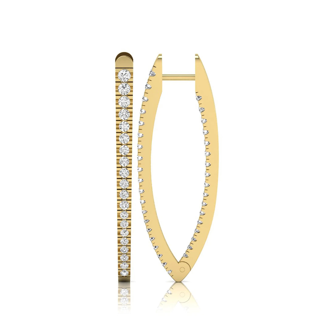 OctaPearl Inside-Out Round Lab Grown Diamond Hoop Earrings