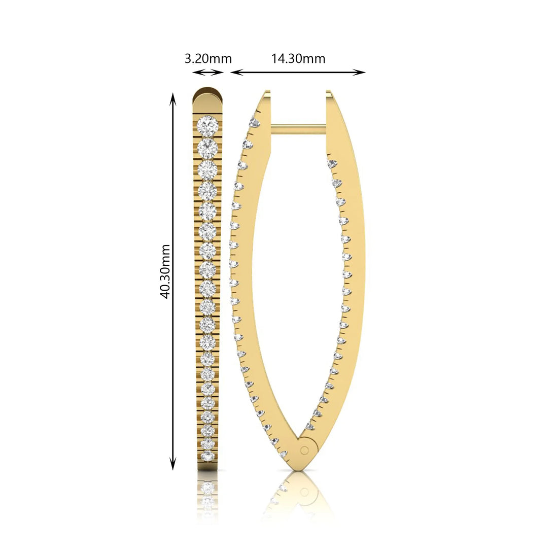 OctaPearl Inside-Out Round Lab Grown Diamond Hoop Earrings