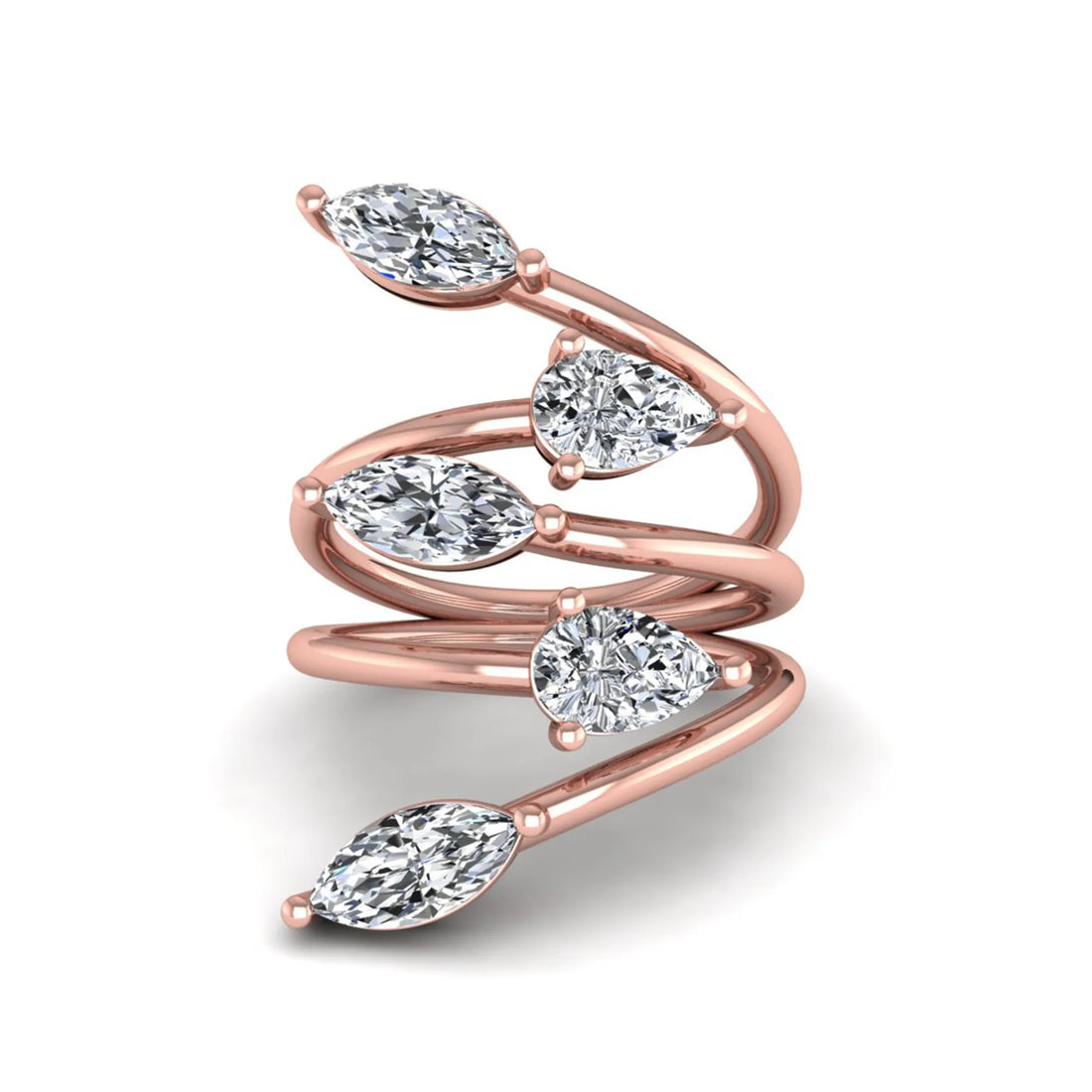 OctaPearl Marquise & Pear Bypass Lab Grown Diamond Five Stone Engagement Wrap Ring