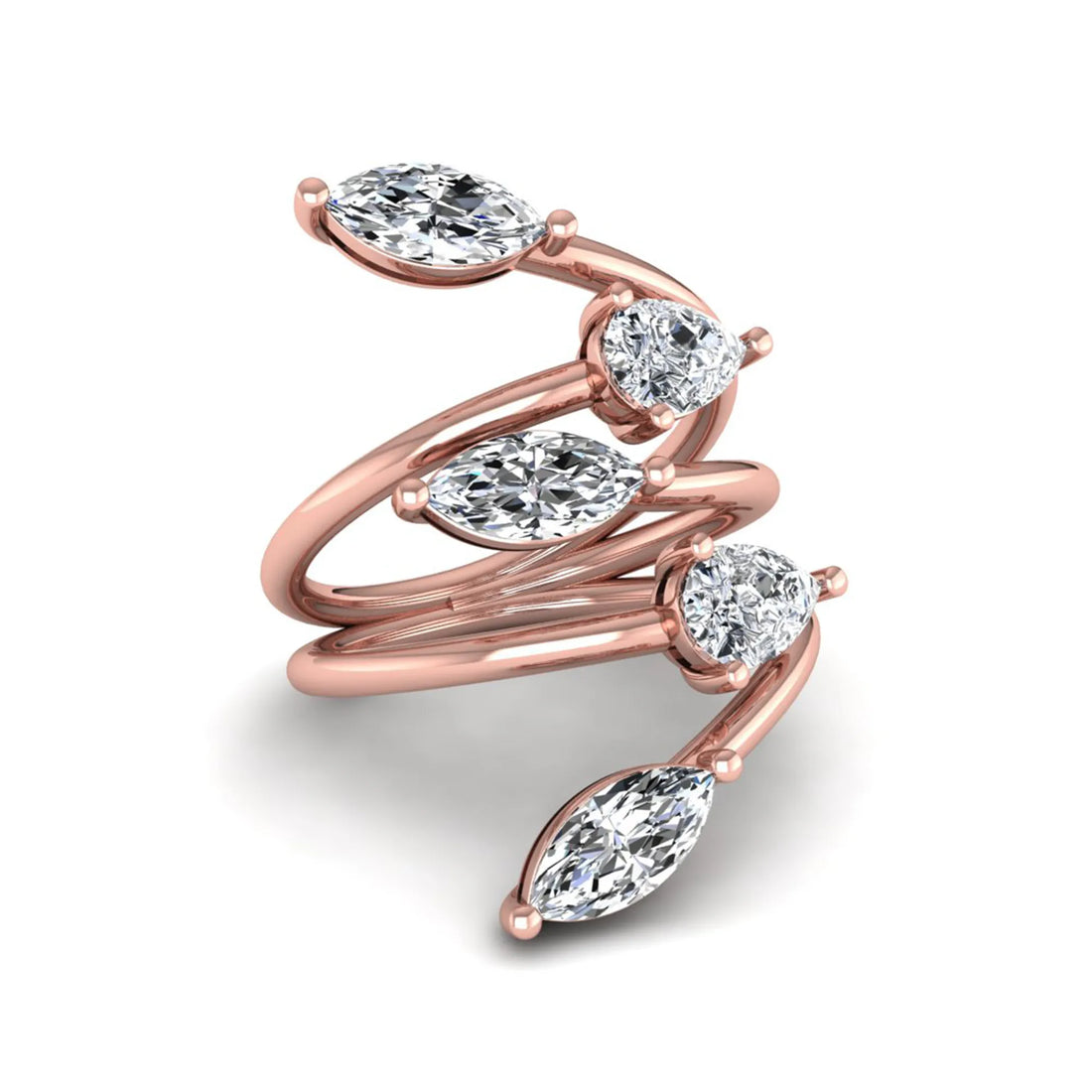 OctaPearl Marquise & Pear Bypass Lab Grown Diamond Five Stone Engagement Wrap Ring