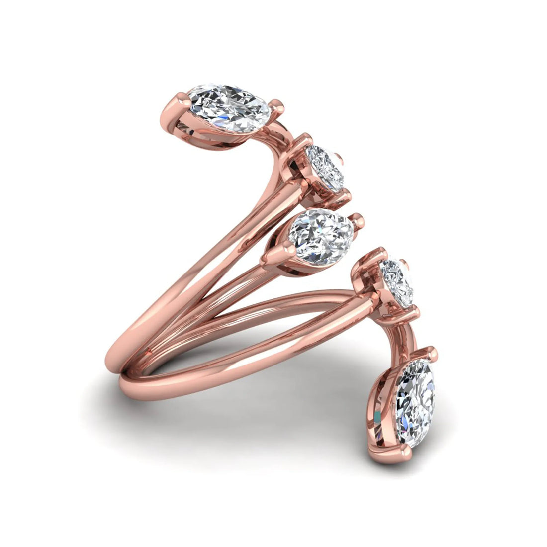 OctaPearl Marquise & Pear Bypass Lab Grown Diamond Five Stone Engagement Wrap Ring