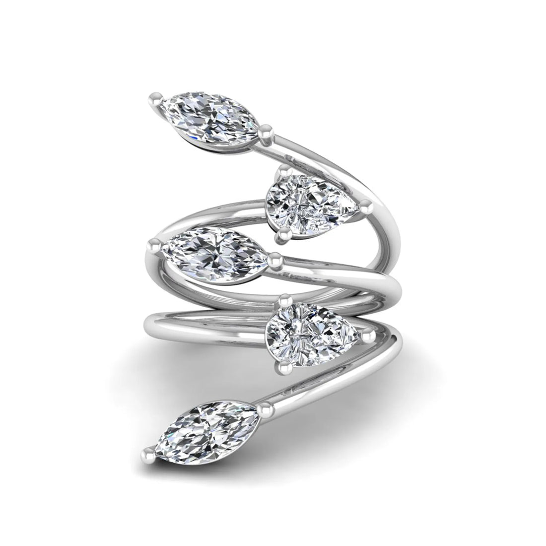 OctaPearl Marquise & Pear Bypass Lab Grown Diamond Five Stone Engagement Wrap Ring