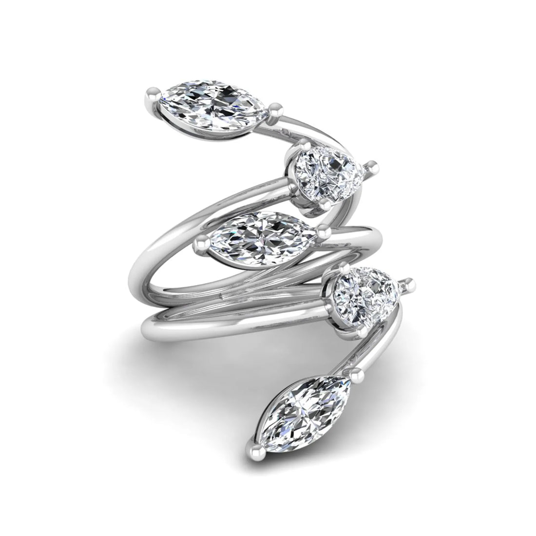 OctaPearl Marquise & Pear Bypass Lab Grown Diamond Five Stone Engagement Wrap Ring