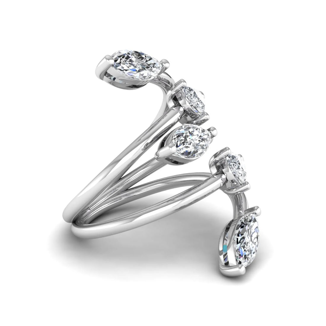 OctaPearl Marquise & Pear Bypass Lab Grown Diamond Five Stone Engagement Wrap Ring