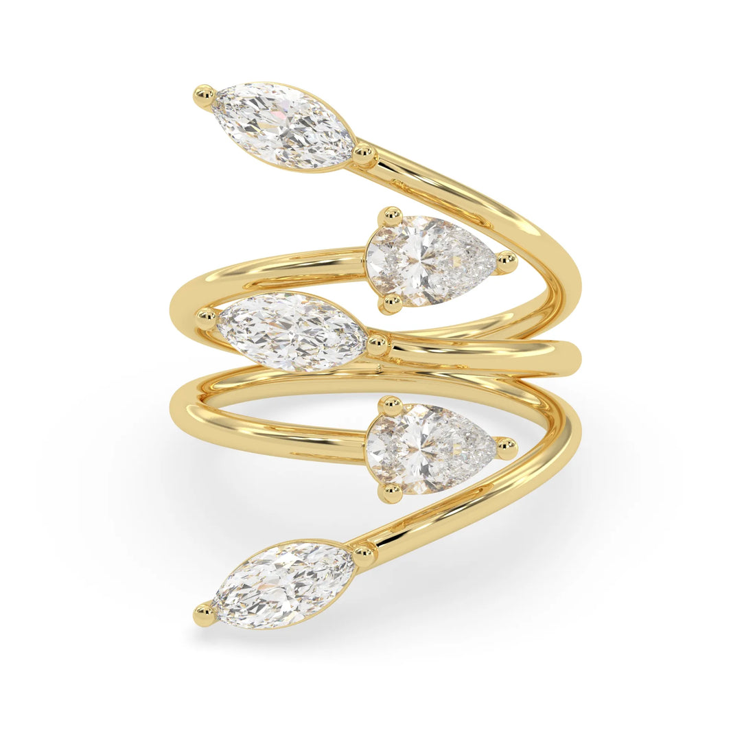 OctaPearl Marquise & Pear Bypass Lab Grown Diamond Five Stone Engagement Wrap Ring