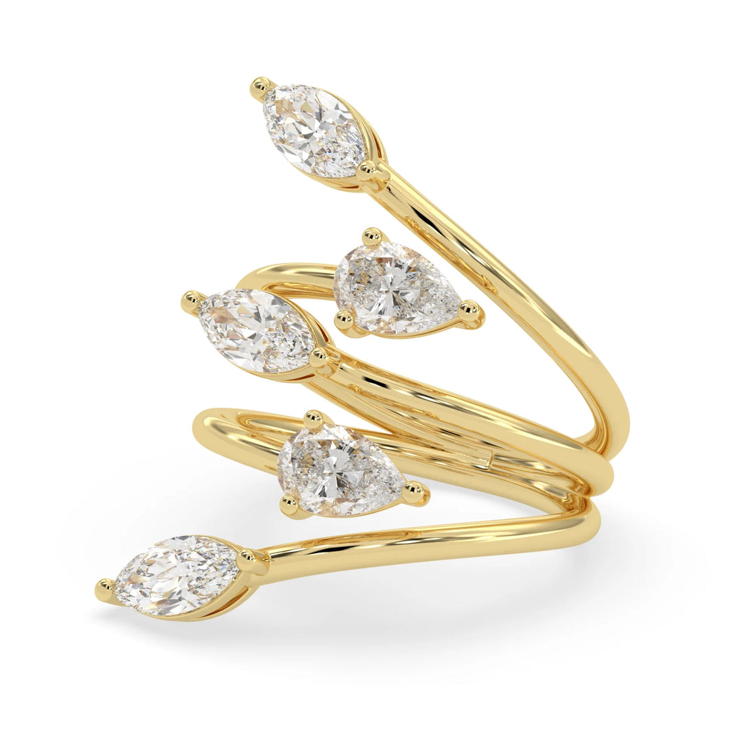 OctaPearl Marquise & Pear Bypass Lab Grown Diamond Five Stone Engagement Wrap Ring
