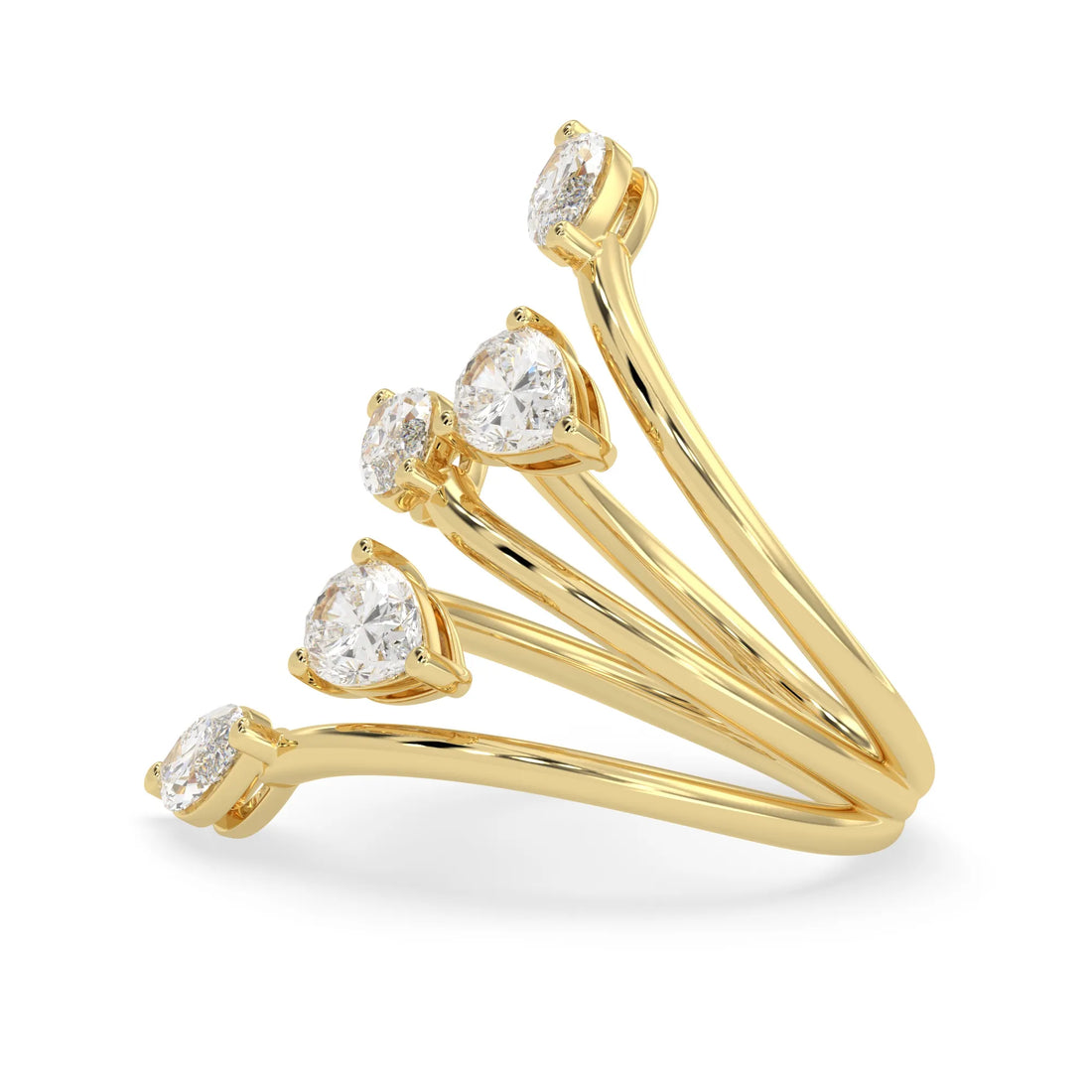 OctaPearl Marquise & Pear Bypass Lab Grown Diamond Five Stone Engagement Wrap Ring