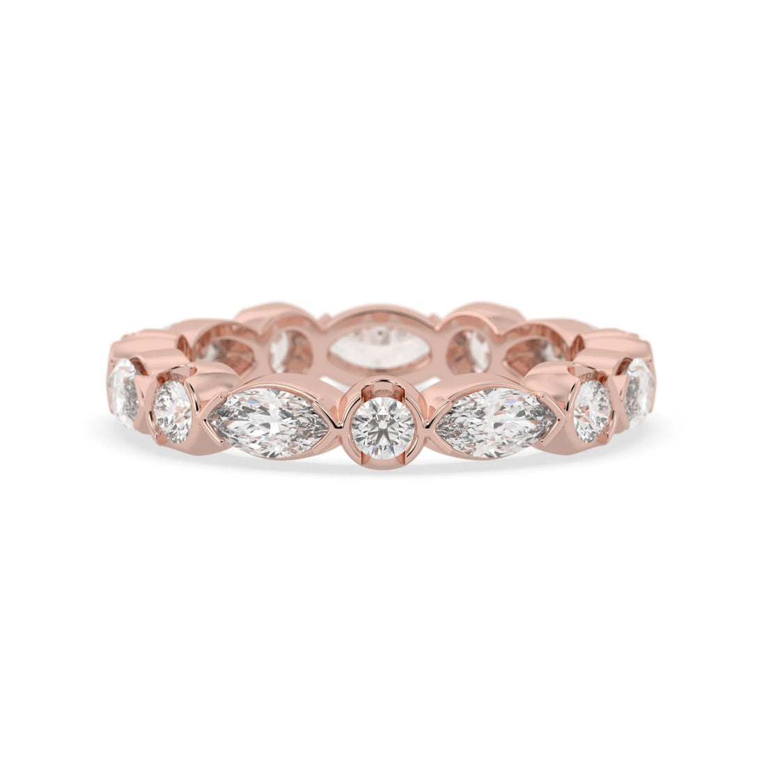 OctaPearl Half Bezel Set Lab Grown Diamond Full Eternity Stackable Wedding Band