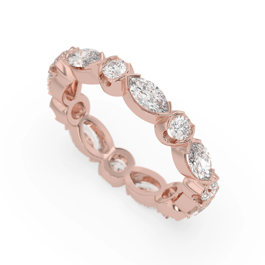 OctaPearl Half Bezel Set Lab Grown Diamond Full Eternity Stackable Wedding Band