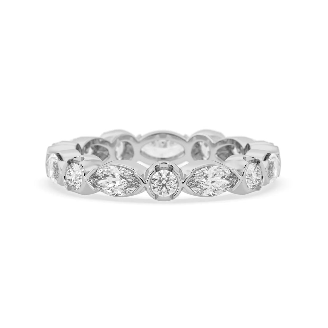 OctaPearl Half Bezel Set Lab Grown Diamond Full Eternity Stackable Wedding Band