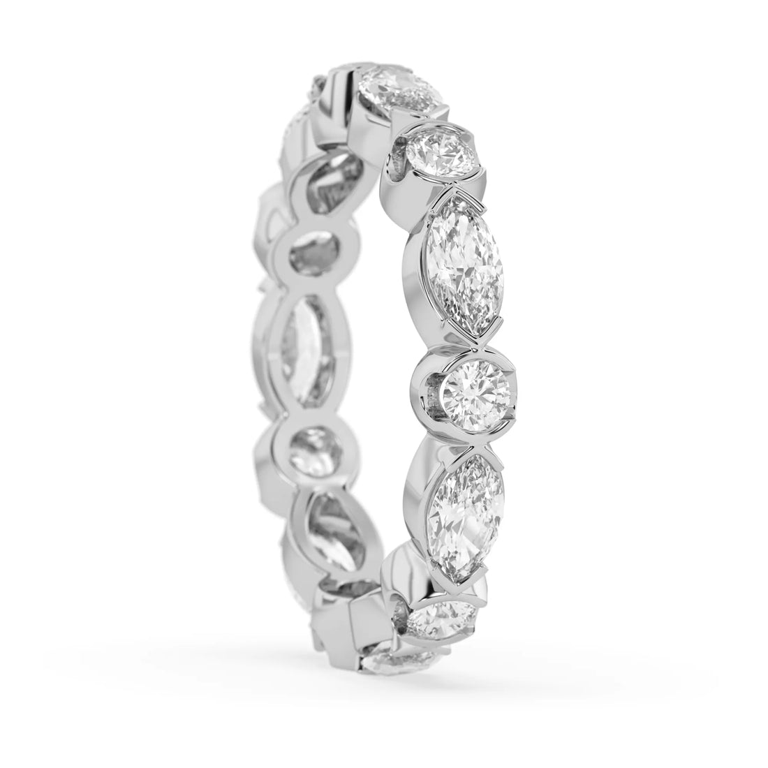 OctaPearl Half Bezel Set Lab Grown Diamond Full Eternity Stackable Wedding Band