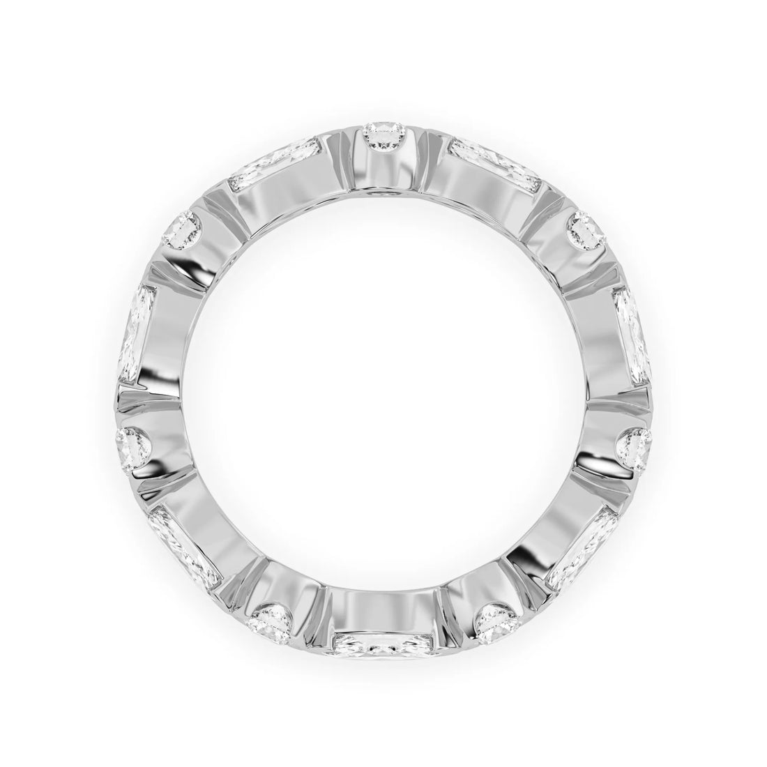 OctaPearl Half Bezel Set Lab Grown Diamond Full Eternity Stackable Wedding Band