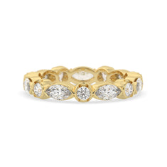 OctaPearl Half Bezel Set Lab Grown Diamond Full Eternity Stackable Wedding Band