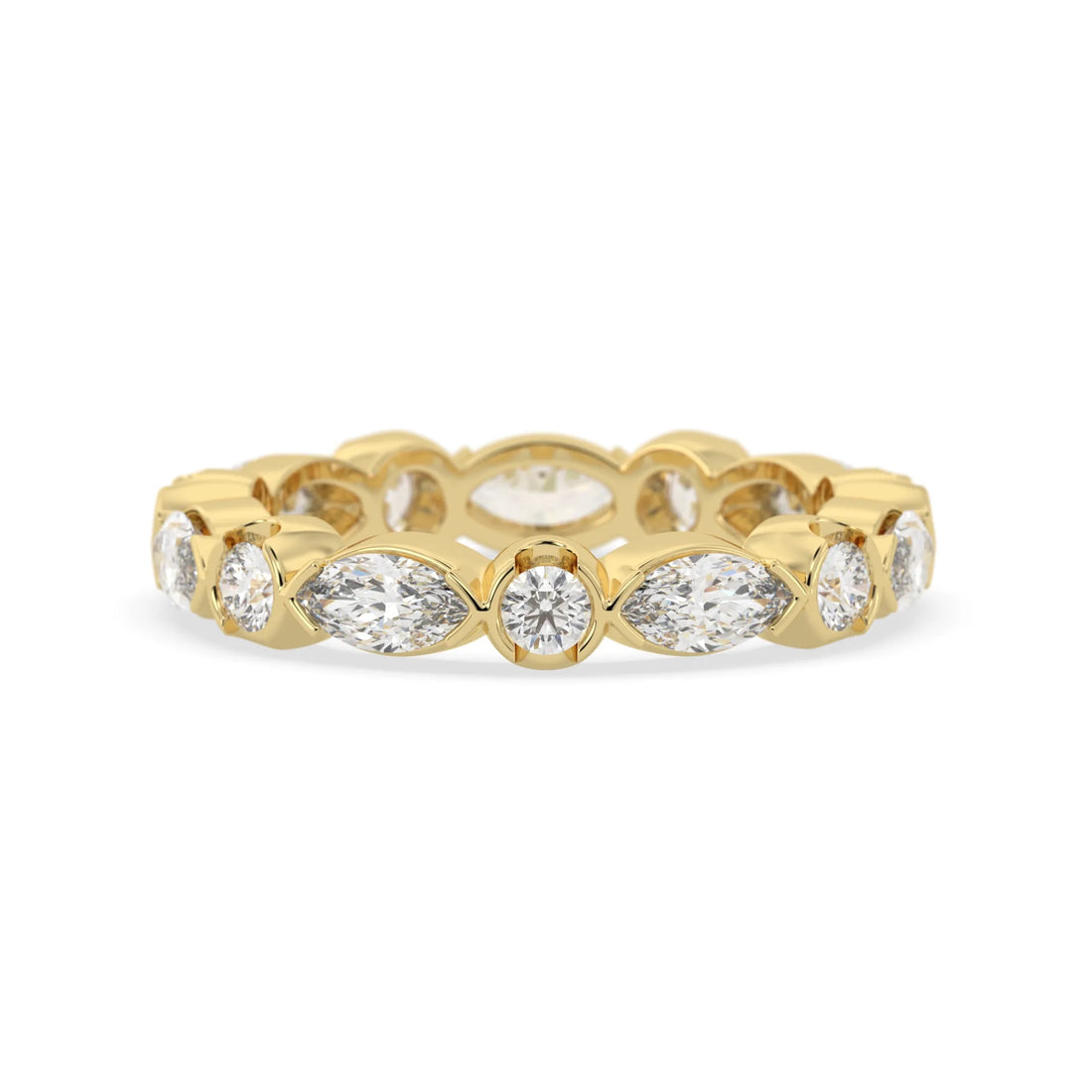 OctaPearl Half Bezel Set Lab Grown Diamond Full Eternity Stackable Wedding Band