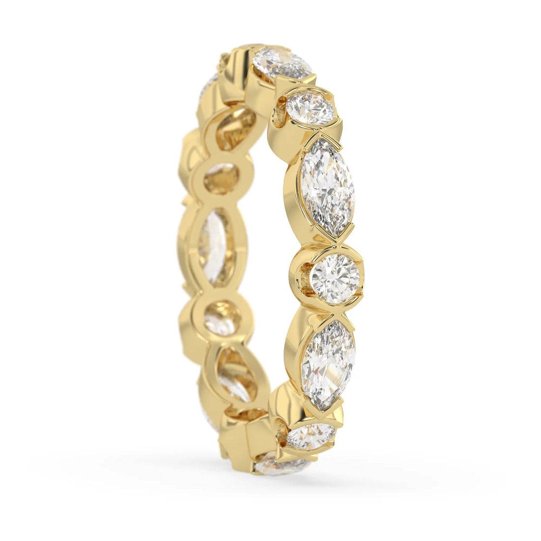 OctaPearl Half Bezel Set Lab Grown Diamond Full Eternity Stackable Wedding Band