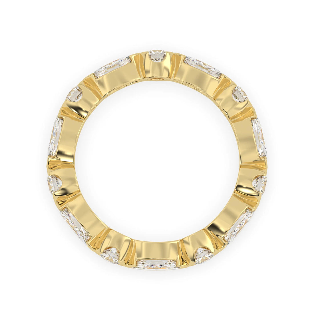 OctaPearl Half Bezel Set Lab Grown Diamond Full Eternity Stackable Wedding Band