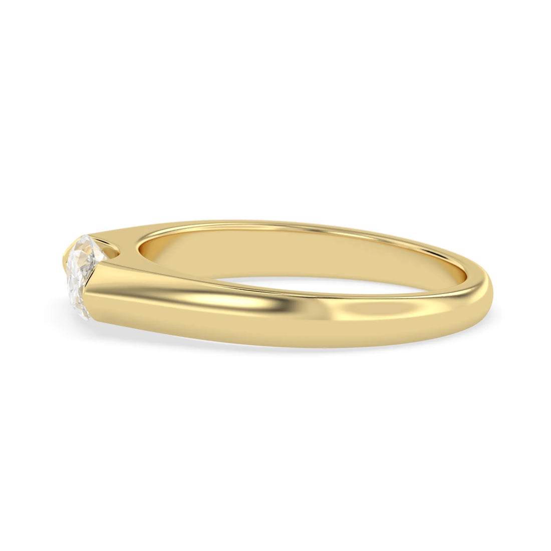 OctaPearl Half Bezel Set East West Marquise Lab Grown Diamond Solitaire Engagement Ring - Yellow Gold