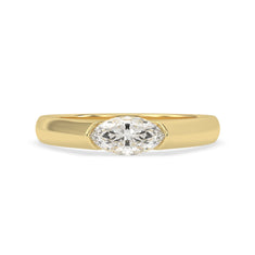 OctaPearl Half Bezel Set East West Marquise Lab Grown Diamond Solitaire Engagement Ring