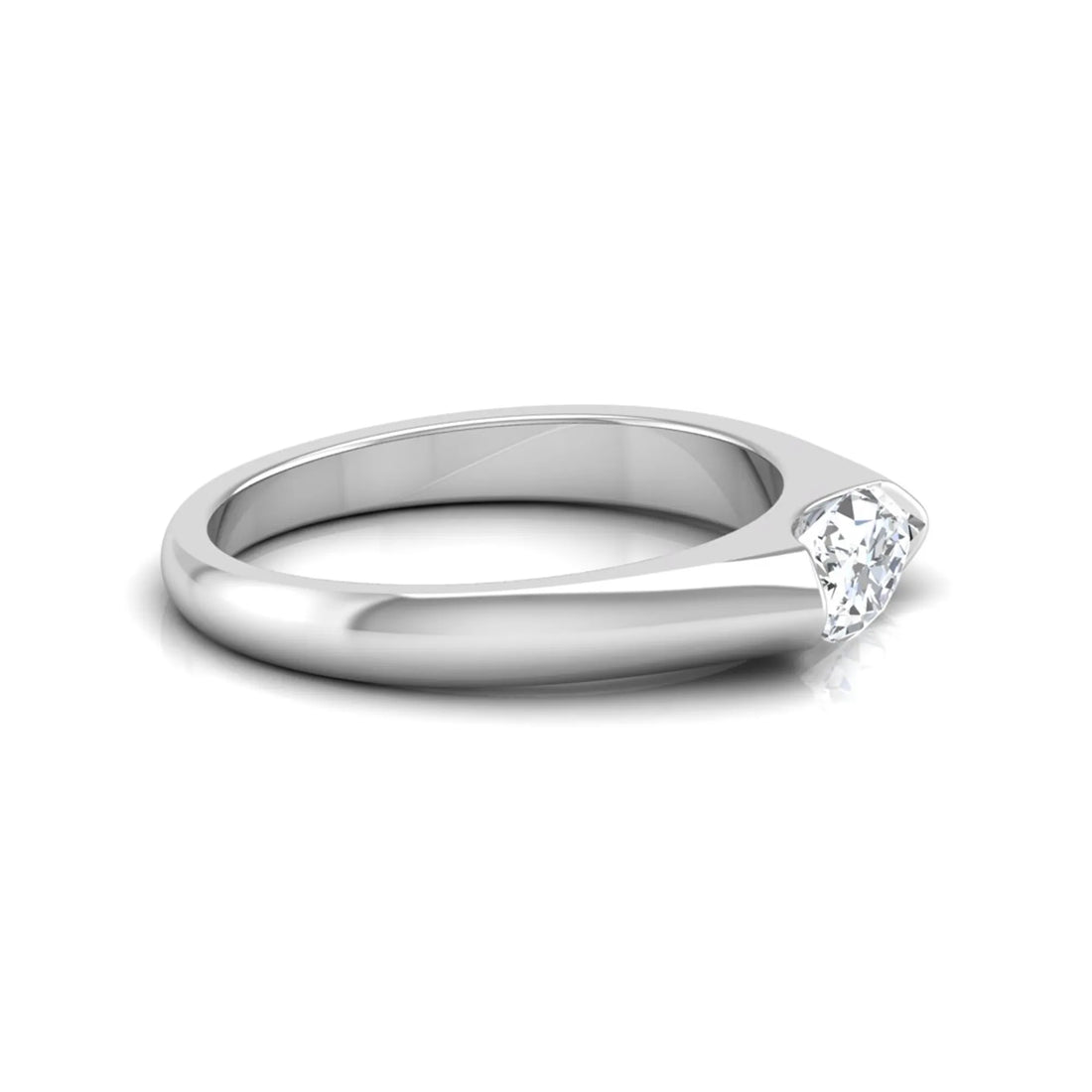 OctaPearl Half Bezel Set East West Marquise Lab Grown Diamond Solitaire Engagement Ring - White Gold