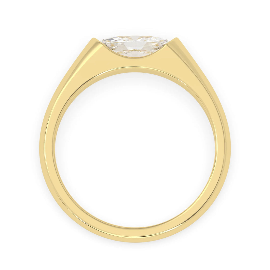 OctaPearl Half Bezel Set East West Marquise Lab Grown Diamond Solitaire Engagement Ring