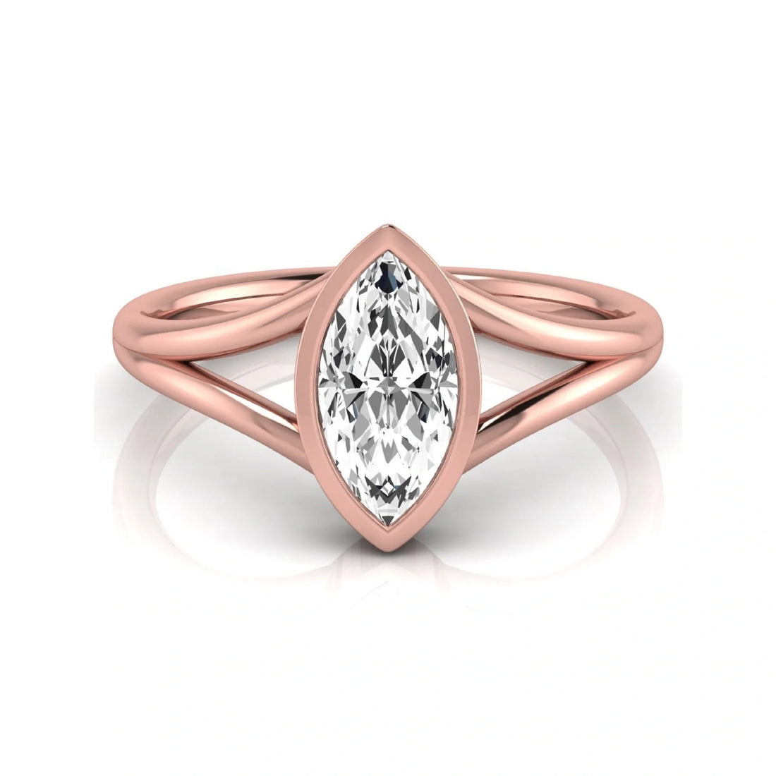 OctaPearl 1.5 ct Marquise Bezel Split Shank Lab Grown Diamond Engagement Ring