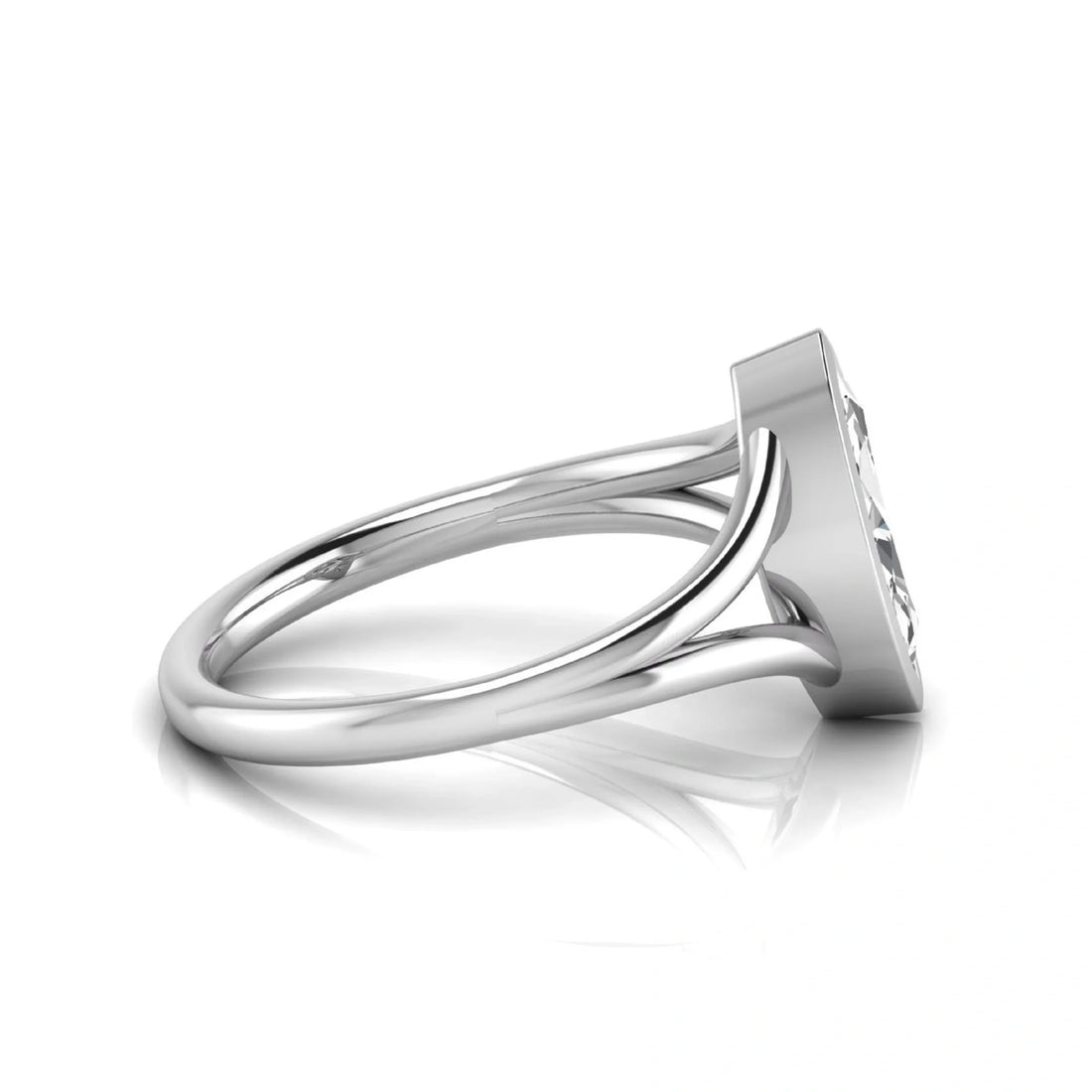 OctaPearl 1.5 ct Marquise Bezel Split Shank Lab Grown Diamond Engagement Ring