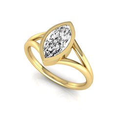 OctaPearl 1.5 ct Marquise Bezel Split Shank Lab Grown Diamond Engagement Ring - alternate view
