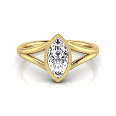 OctaPearl 1.5 ct Marquise Bezel Split Shank Lab Grown Diamond Engagement Ring
