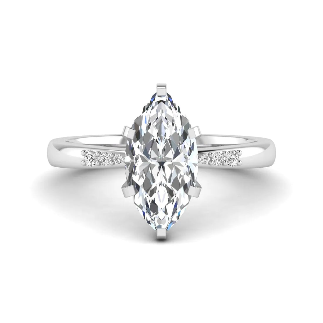OctaPearl 2.5 ct Marquise Cut Lab Grown Diamond Accent Engagement Ring