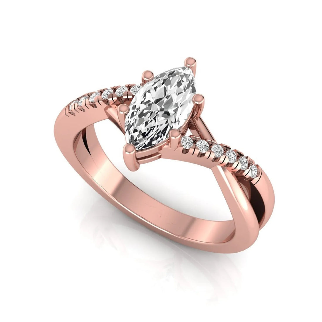 OctaPearl 1 ct Marquise Cut Lab Grown Diamond Bypass Split Shank Engagement Ring