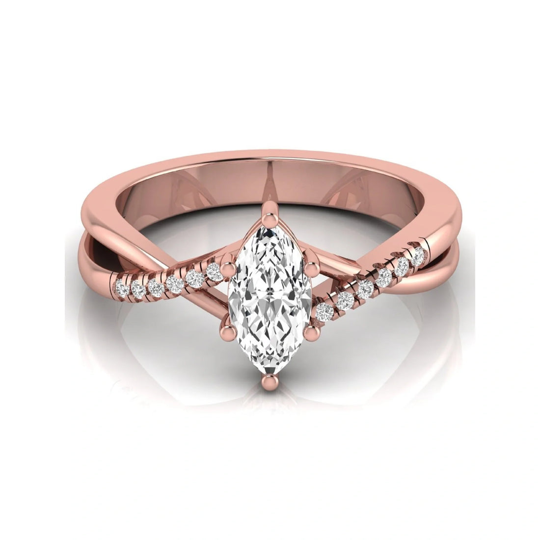 OctaPearl 1 ct Marquise Cut Lab Grown Diamond Bypass Split Shank Engagement Ring