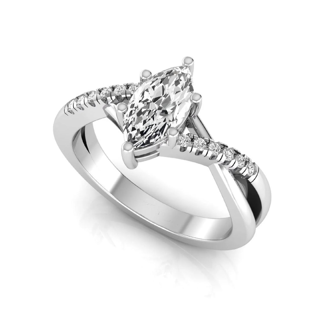 OctaPearl 1 ct Marquise Cut Lab Grown Diamond Bypass Split Shank Engagement Ring